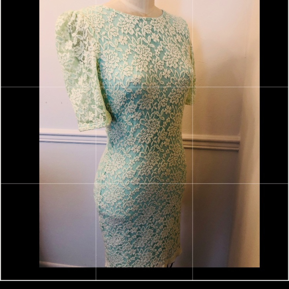 Dress mint and cream color lace